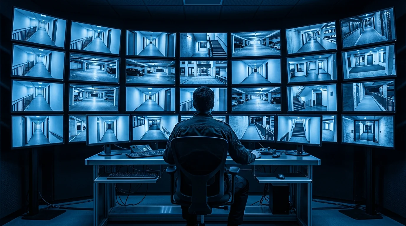 Ilustración de supervisión de cámaras y sistemas de videovigilancia